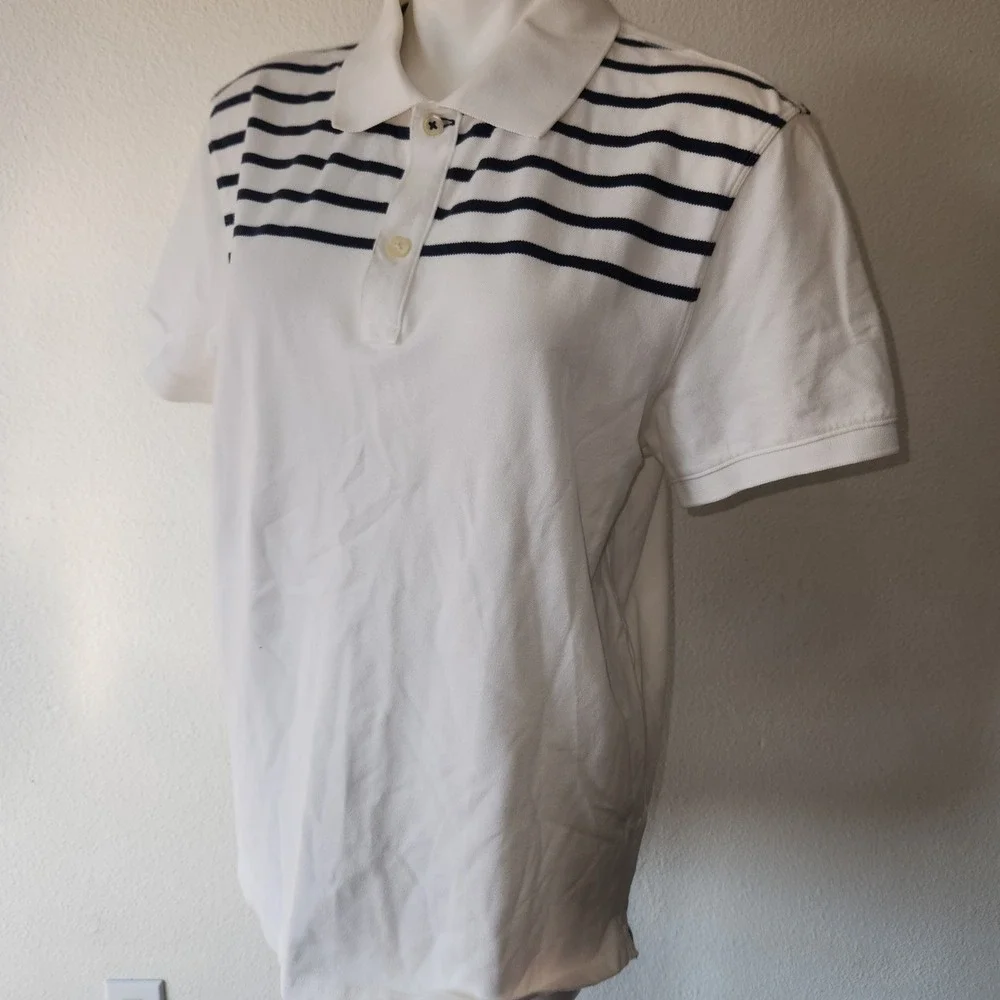 Mens White Polo Banana Republic Fitted‎ Short Sleeve Polo Cotton Large